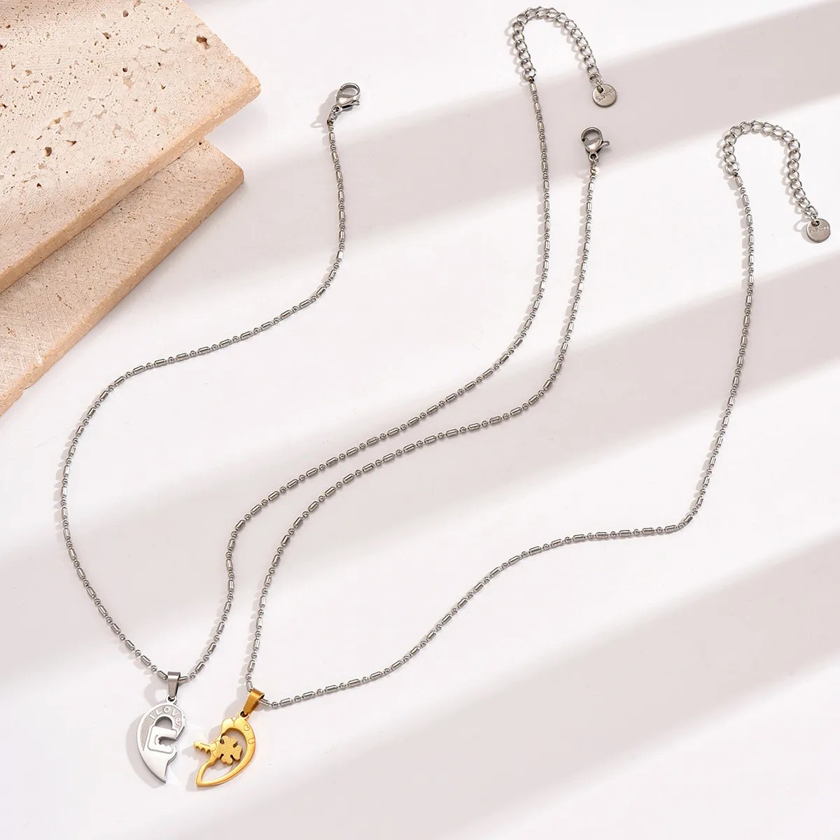 Romantic Classic Style Heart Shape Stainless Steel Plating 14K Gold Plated Pendant Necklace_colorza_3
