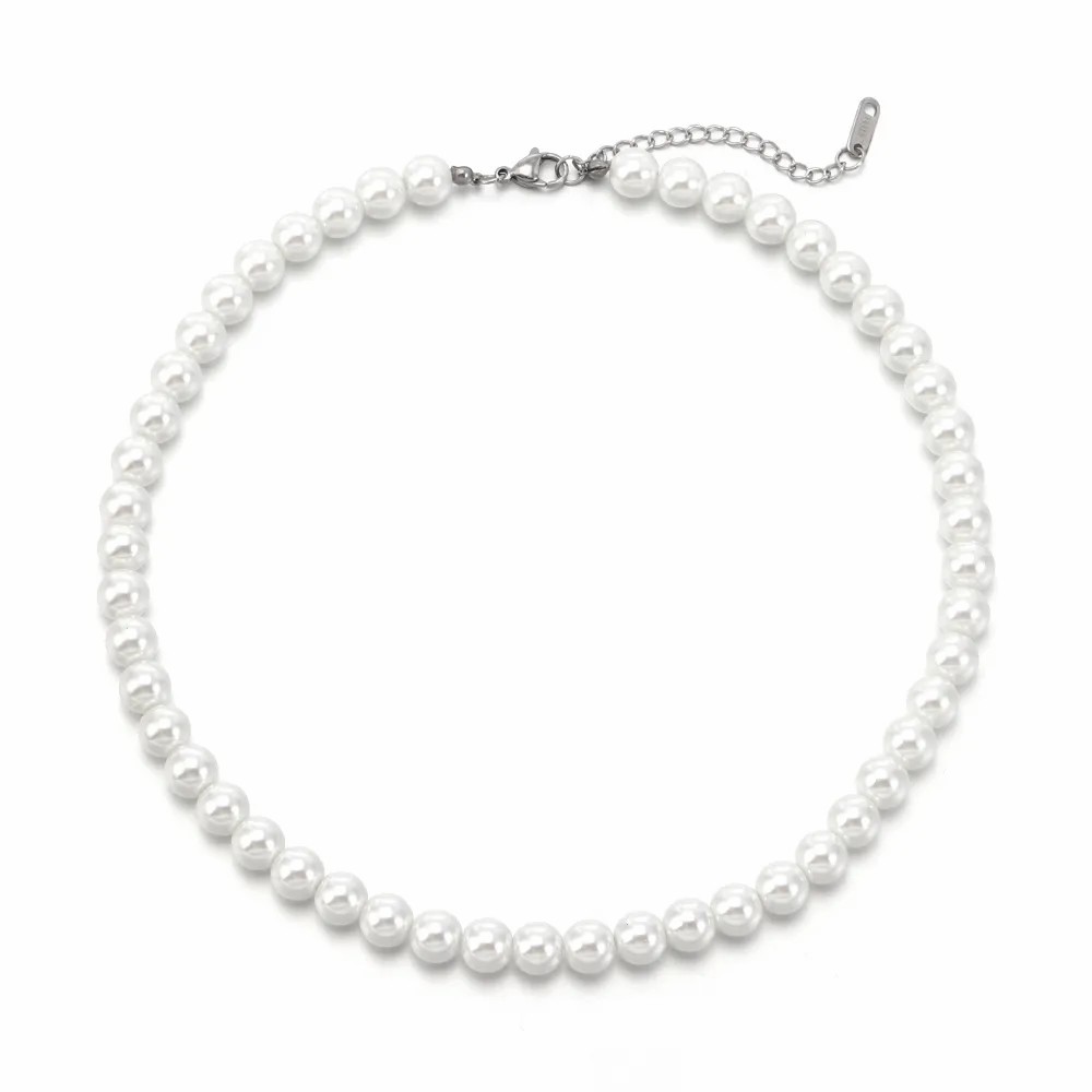 Elegant Simple Style Round Stainless Steel Artificial Pearl Beaded Necklace_colorza_1