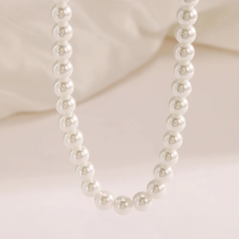 Elegant Simple Style Round Stainless Steel Artificial Pearl Beaded Necklace_colorza_3