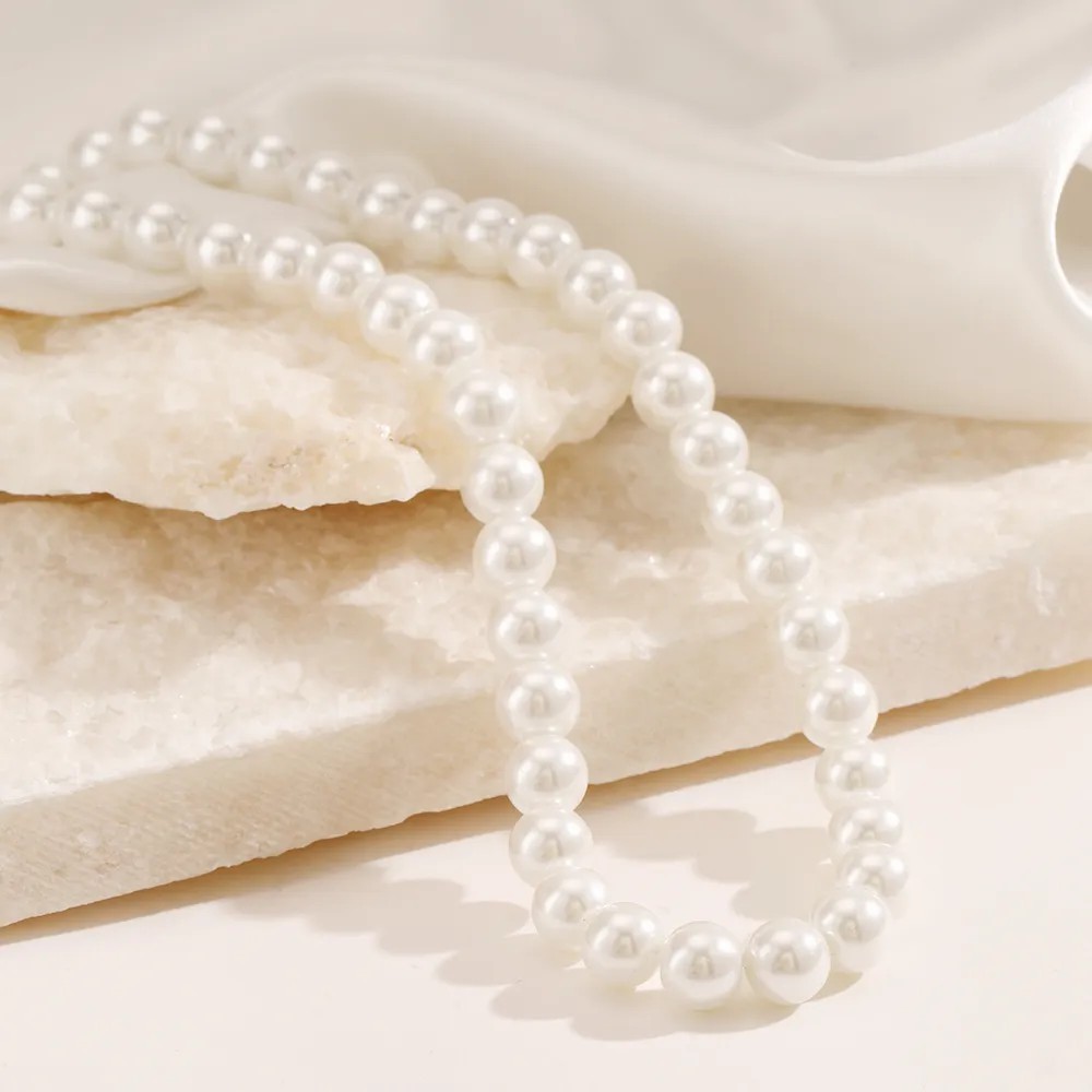Elegant Simple Style Round Stainless Steel Artificial Pearl Beaded Necklace_colorza_5