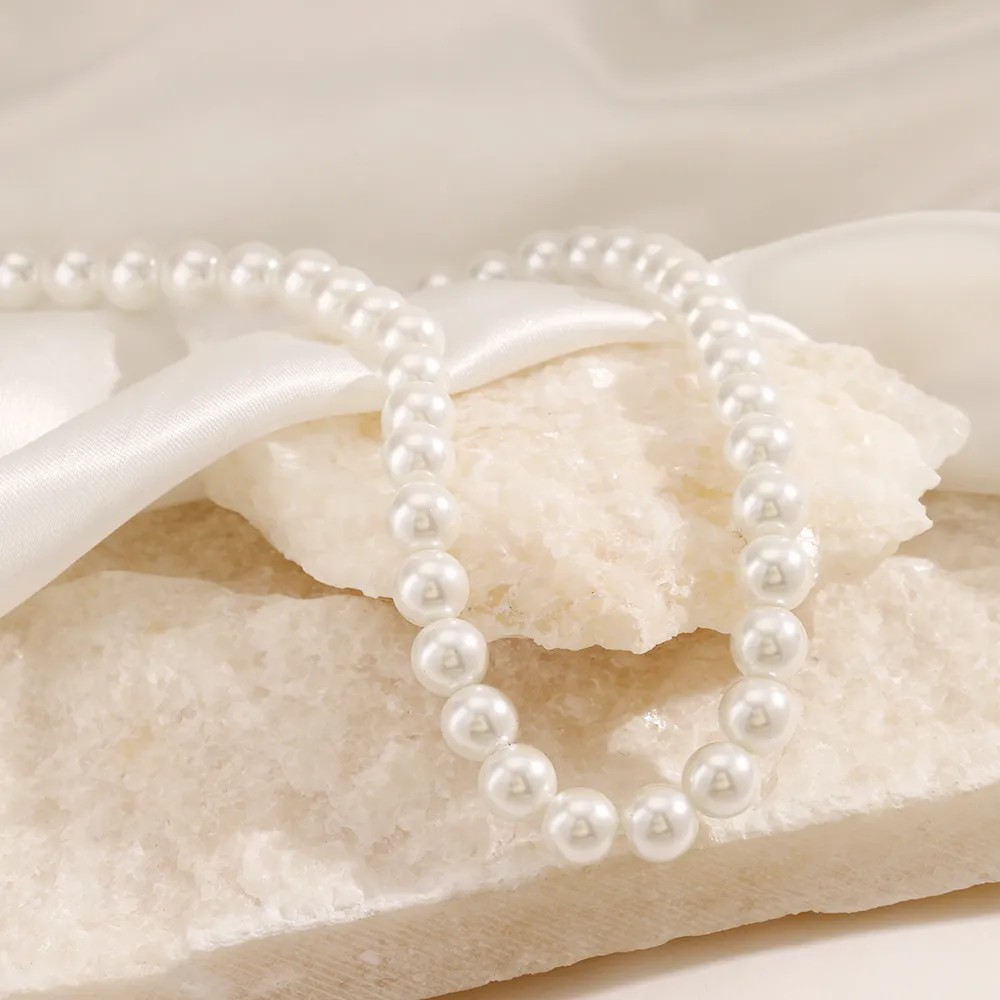 Elegant Simple Style Round Stainless Steel Artificial Pearl Beaded Necklace_colorza_6