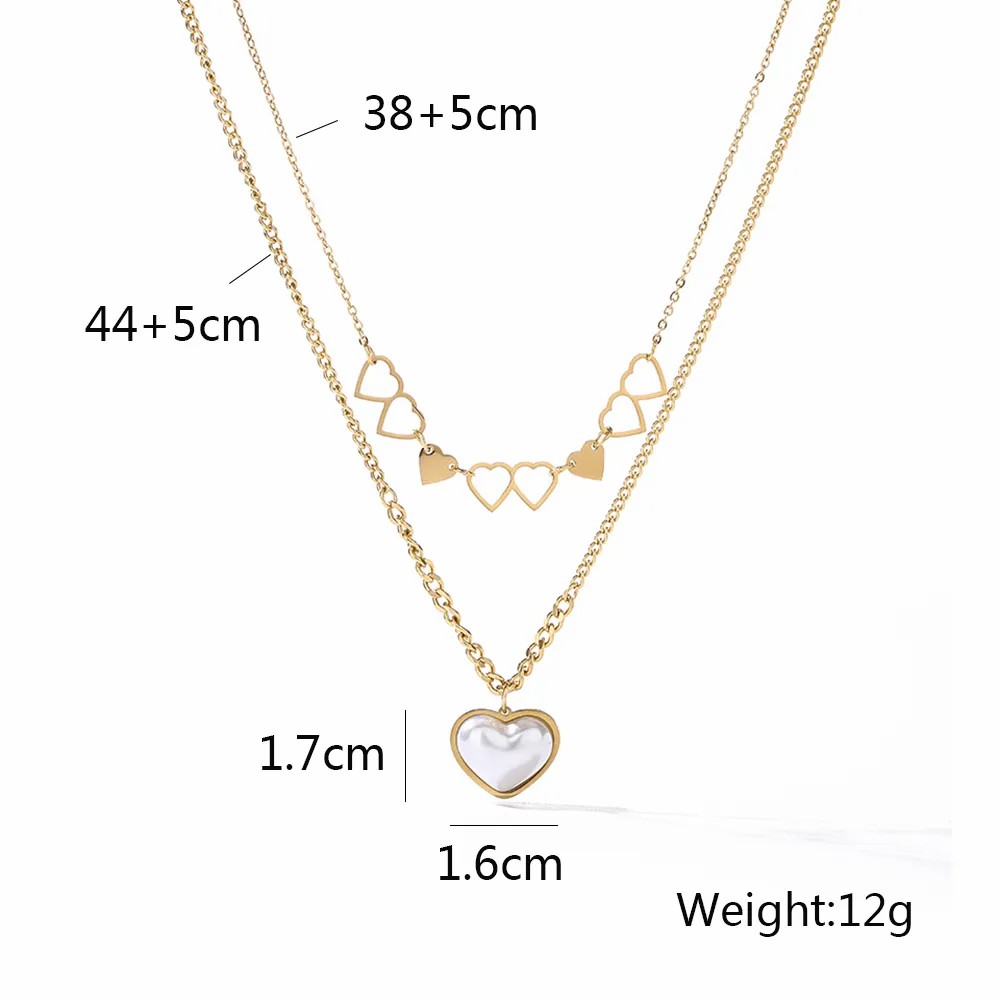 Simple Style Commute Heart Shape Titanium Steel Inlay Shell 18K Gold Plated Pendant Necklace_colorza_1