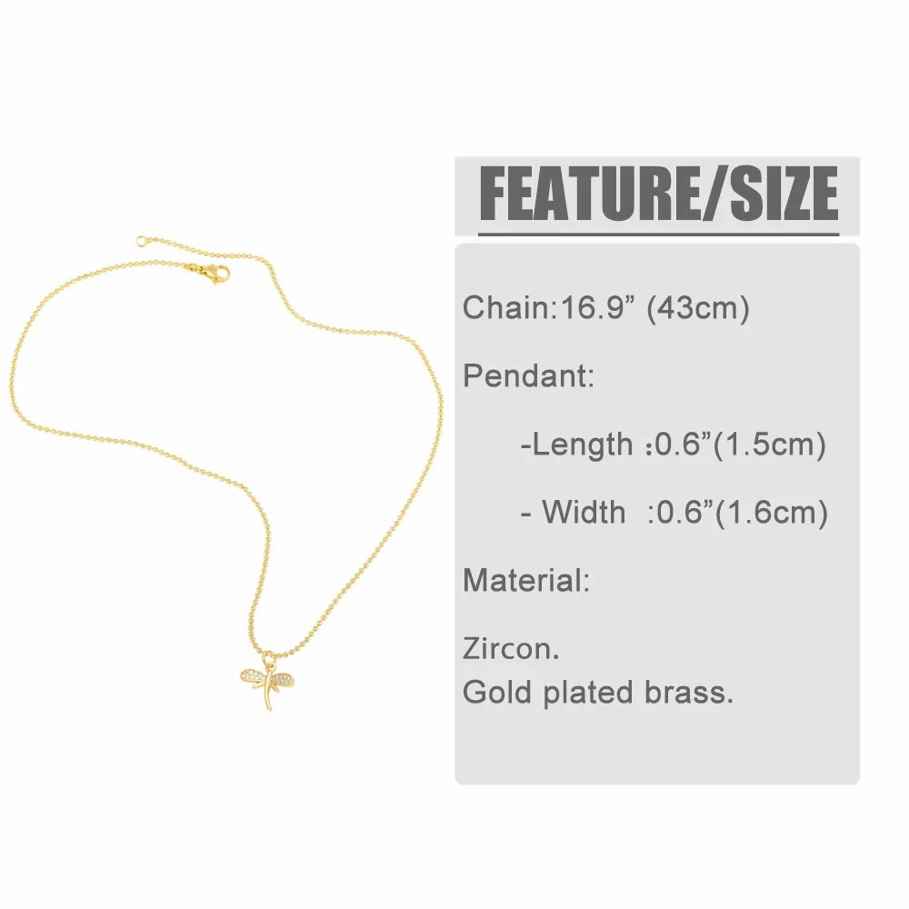Artistic Devil'S Eye Leaves Dragonfly Stainless Steel Copper Plating Inlay Zircon 18K Gold Plated Pendant Necklace_colorza_1