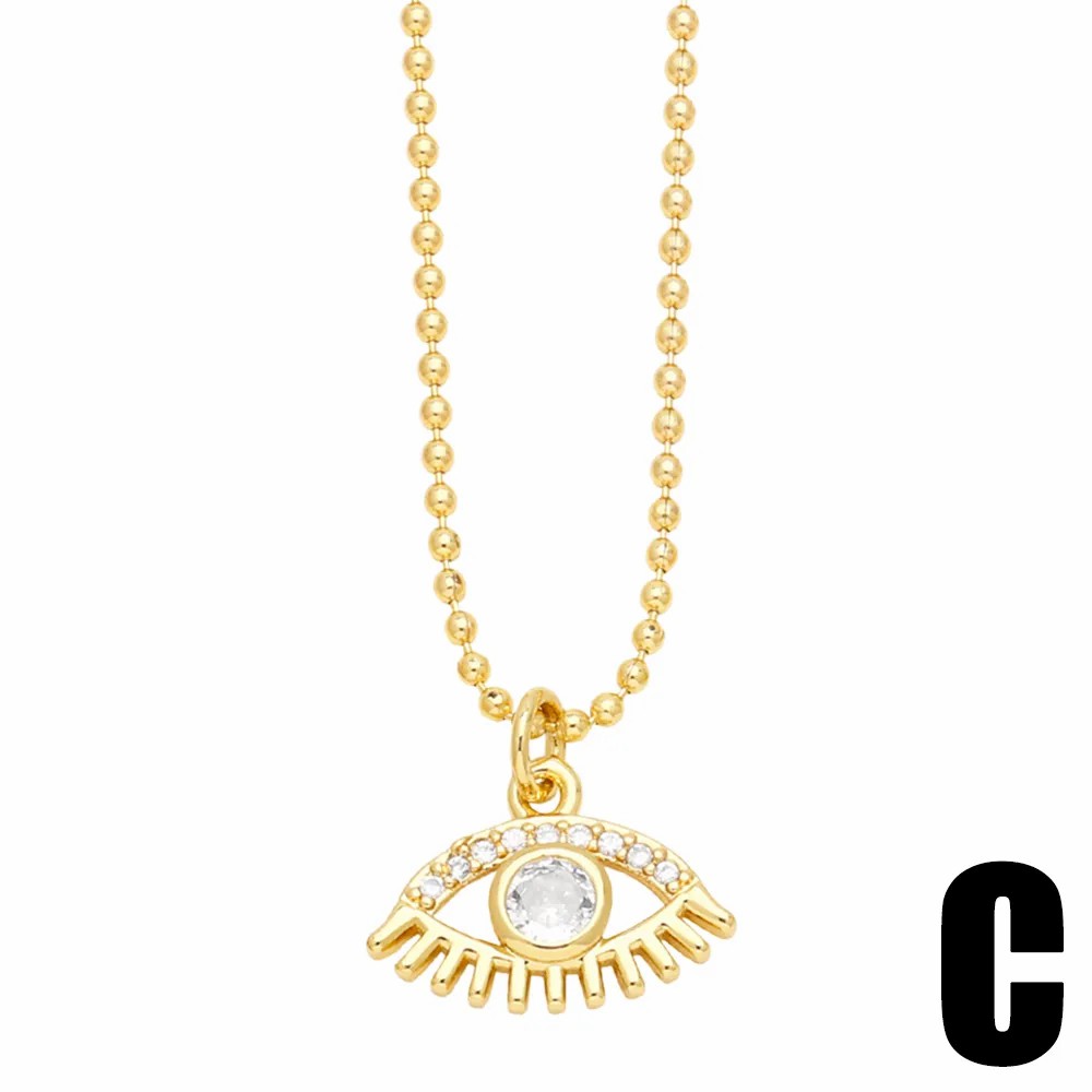 Artistic Devil'S Eye Leaves Dragonfly Stainless Steel Copper Plating Inlay Zircon 18K Gold Plated Pendant Necklace_colorza_5