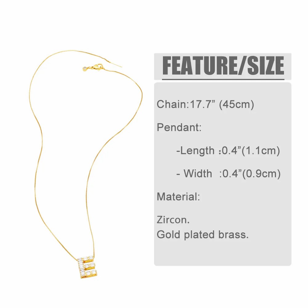 Basic Simple Style Letter Stainless Steel Copper Plating Inlay Zircon 18K Gold Plated Pendant Necklace_colorza_1