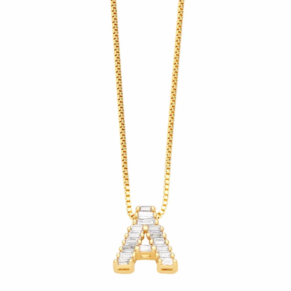 Basic Simple Style Letter Stainless Steel Copper Plating Inlay Zircon 18K Gold Plated Pendant Necklace_colorza_3