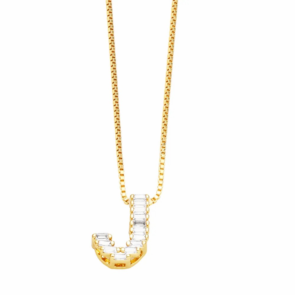 Basic Simple Style Letter Stainless Steel Copper Plating Inlay Zircon 18K Gold Plated Pendant Necklace_colorza_4