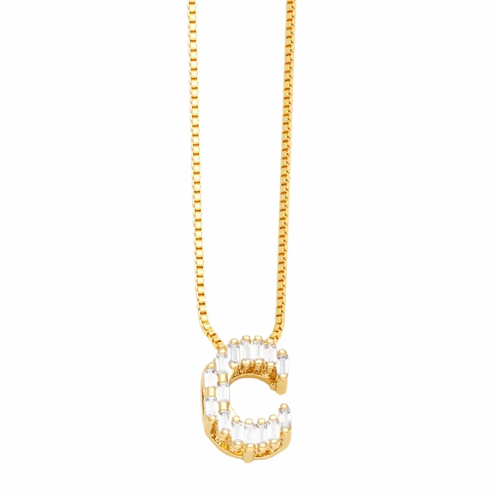 Basic Simple Style Letter Stainless Steel Copper Plating Inlay Zircon 18K Gold Plated Pendant Necklace_colorza_6