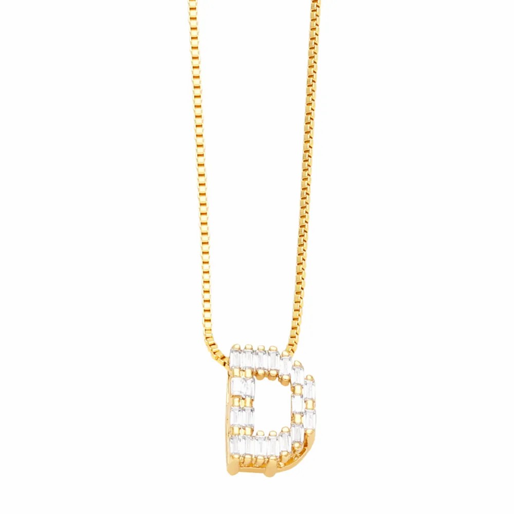 Basic Simple Style Letter Stainless Steel Copper Plating Inlay Zircon 18K Gold Plated Pendant Necklace_colorza_7