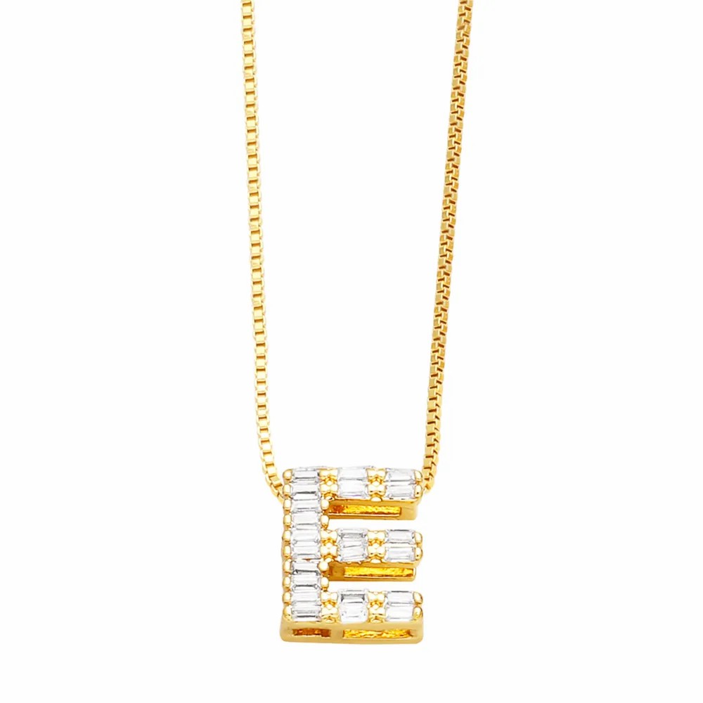 Basic Simple Style Letter Stainless Steel Copper Plating Inlay Zircon 18K Gold Plated Pendant Necklace_colorza_8