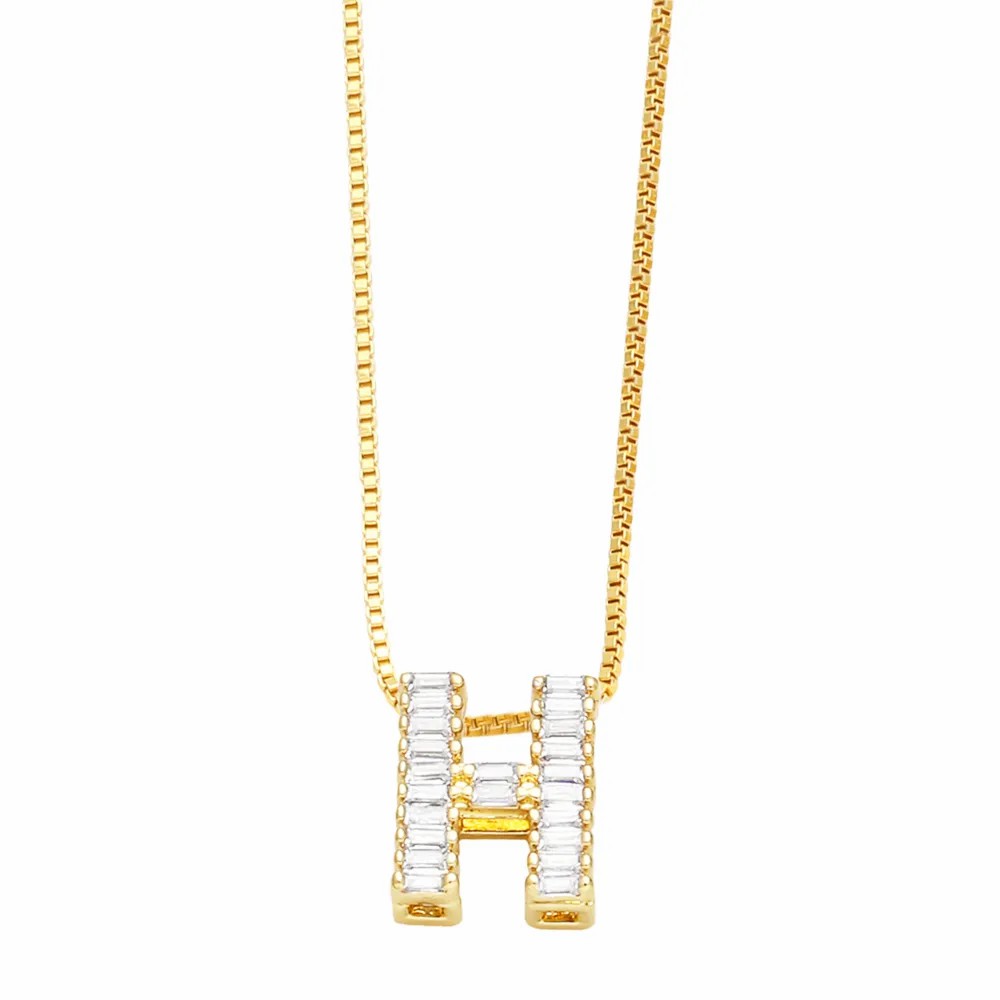 Basic Simple Style Letter Stainless Steel Copper Plating Inlay Zircon 18K Gold Plated Pendant Necklace_colorza_10