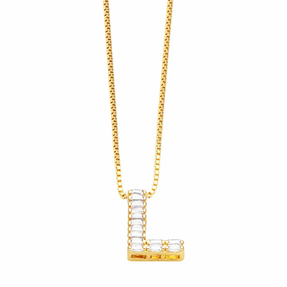 Basic Simple Style Letter Stainless Steel Copper Plating Inlay Zircon 18K Gold Plated Pendant Necklace_colorza_12