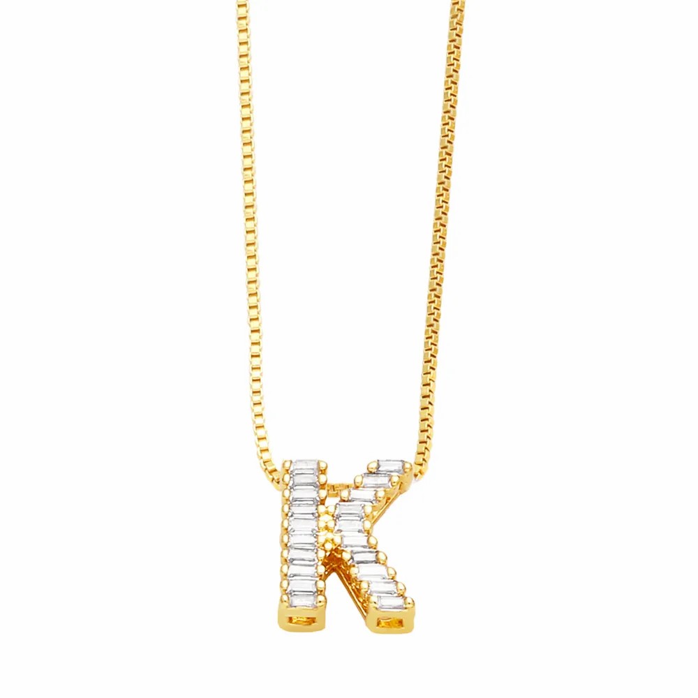 Basic Simple Style Letter Stainless Steel Copper Plating Inlay Zircon 18K Gold Plated Pendant Necklace_colorza_13