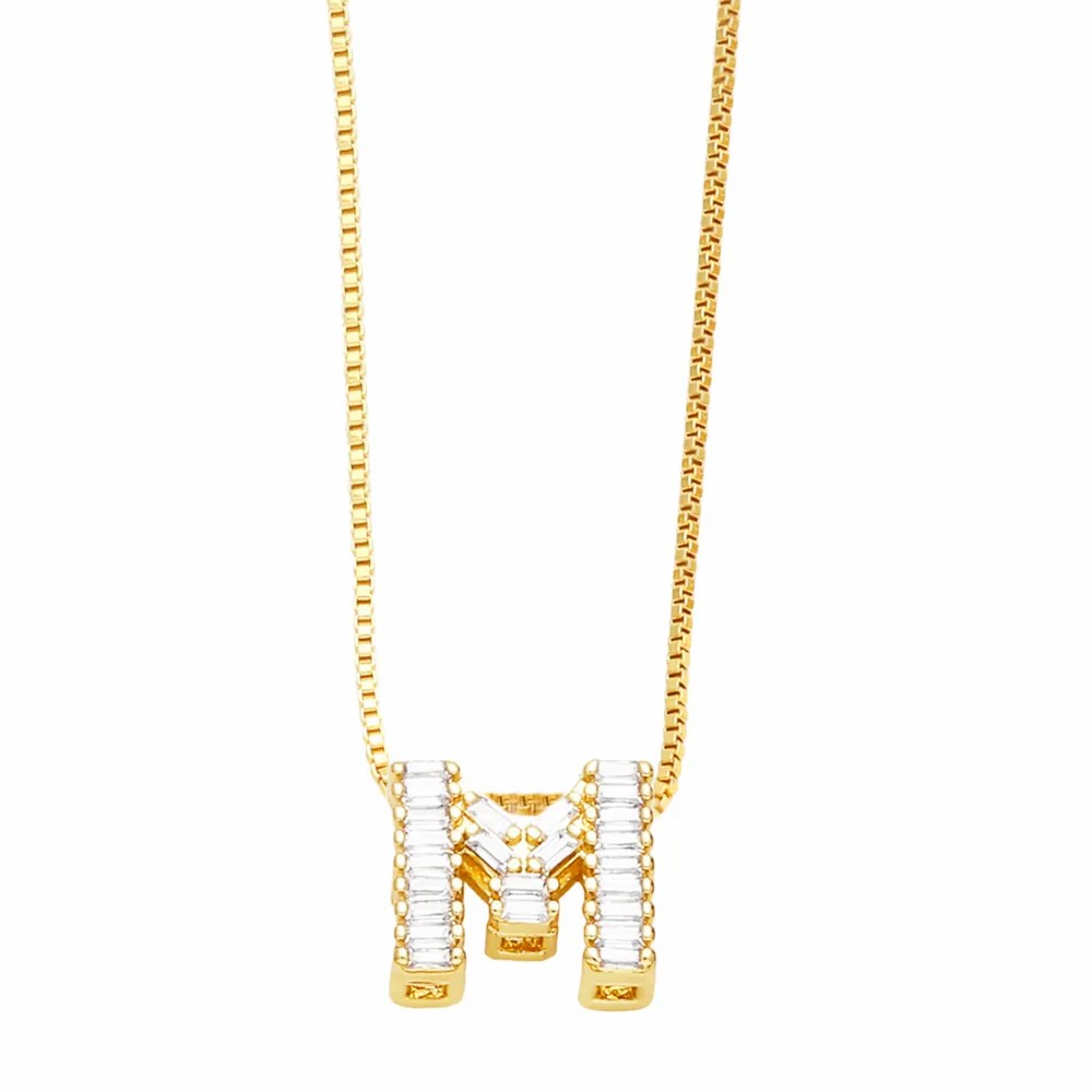 Basic Simple Style Letter Stainless Steel Copper Plating Inlay Zircon 18K Gold Plated Pendant Necklace_colorza_14