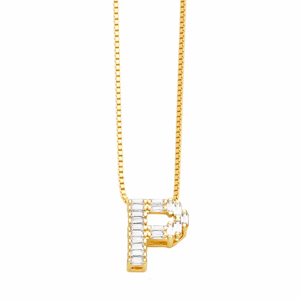 Basic Simple Style Letter Stainless Steel Copper Plating Inlay Zircon 18K Gold Plated Pendant Necklace_colorza_16