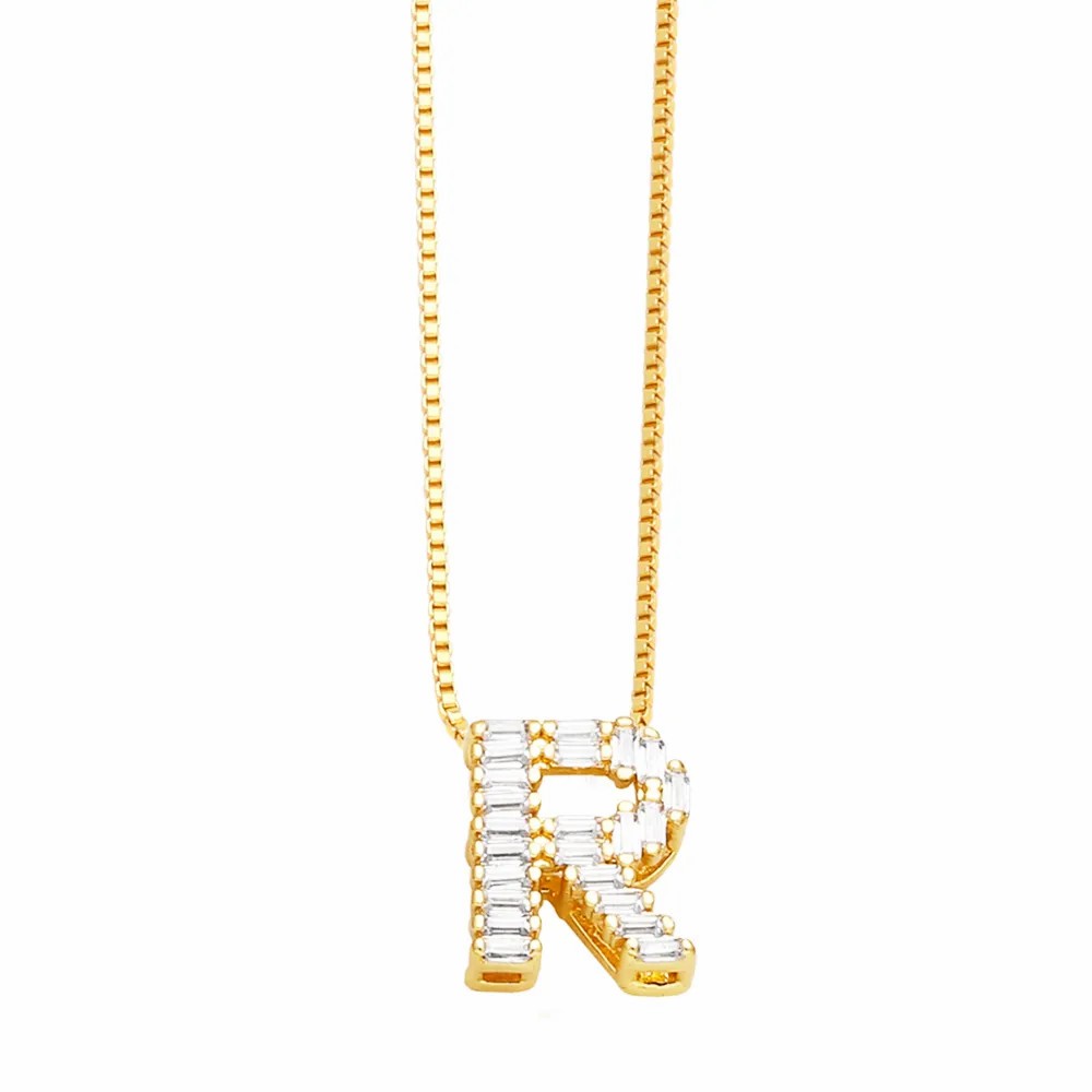 Basic Simple Style Letter Stainless Steel Copper Plating Inlay Zircon 18K Gold Plated Pendant Necklace_colorza_19