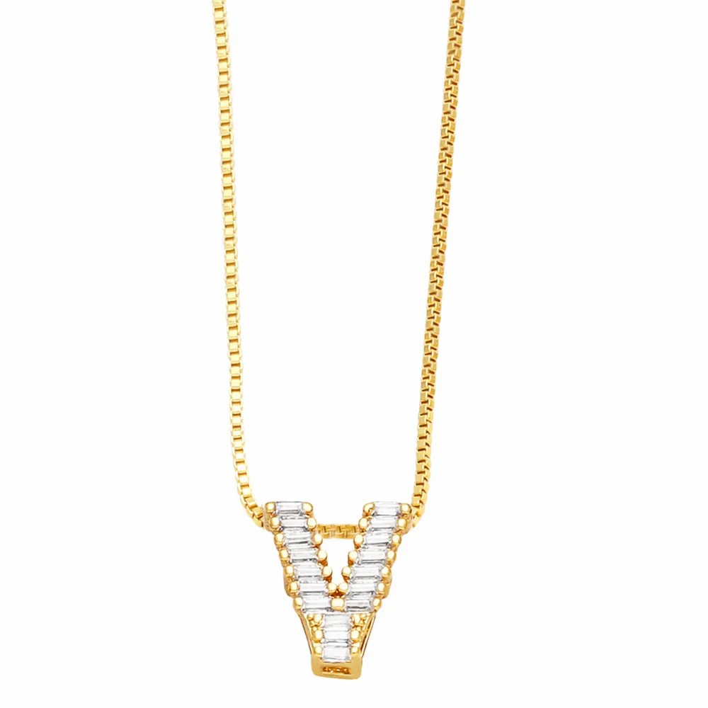 Basic Simple Style Letter Stainless Steel Copper Plating Inlay Zircon 18K Gold Plated Pendant Necklace_colorza_20