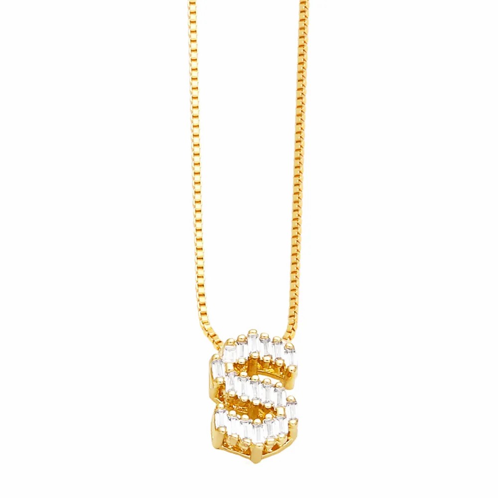Basic Simple Style Letter Stainless Steel Copper Plating Inlay Zircon 18K Gold Plated Pendant Necklace_colorza_21