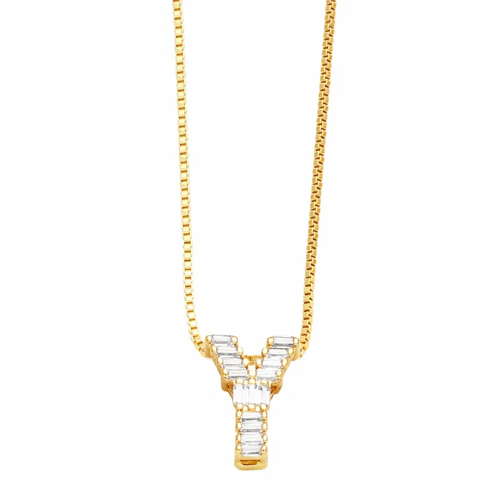Basic Simple Style Letter Stainless Steel Copper Plating Inlay Zircon 18K Gold Plated Pendant Necklace_colorza_22