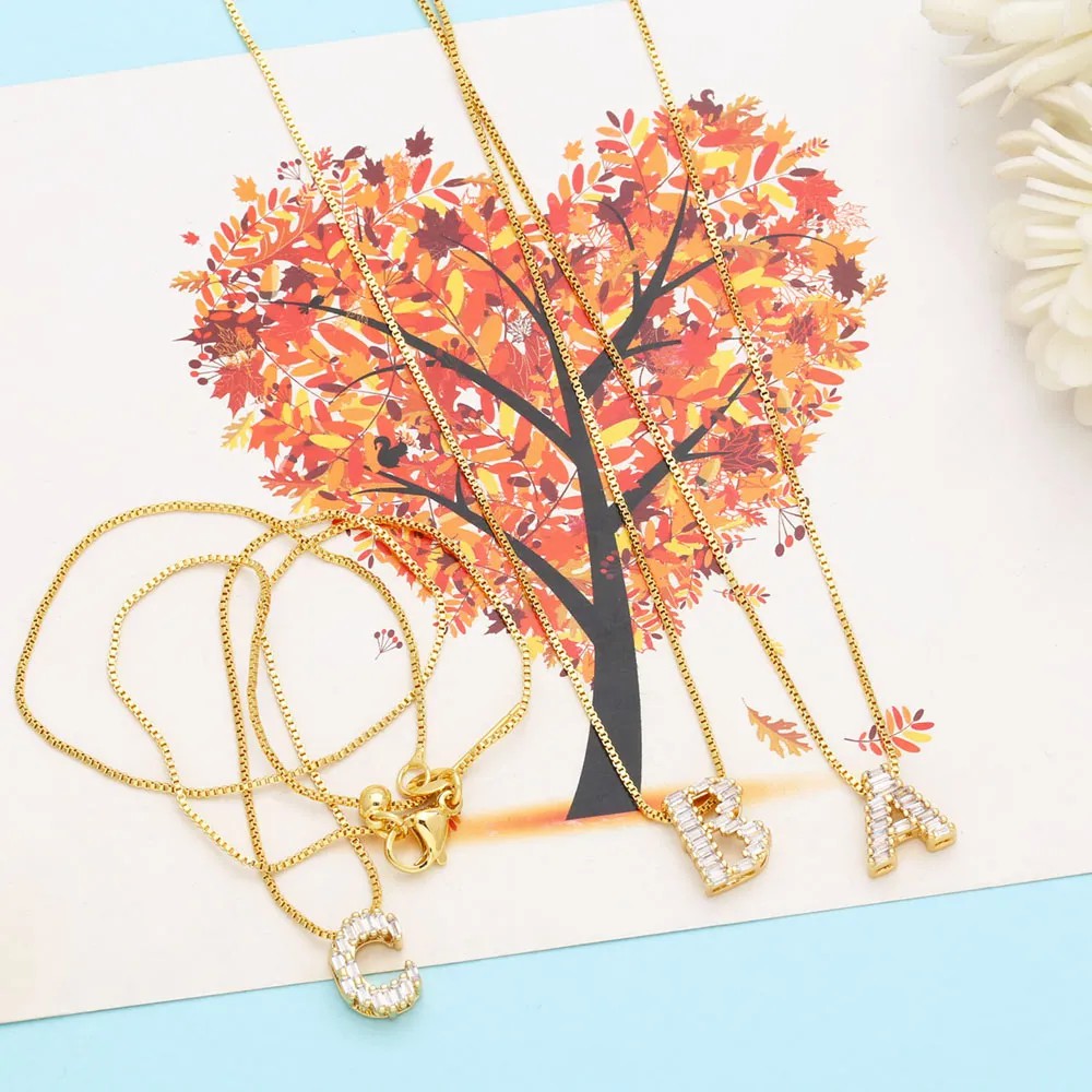 Basic Simple Style Letter Stainless Steel Copper Plating Inlay Zircon 18K Gold Plated Pendant Necklace_colorza_23