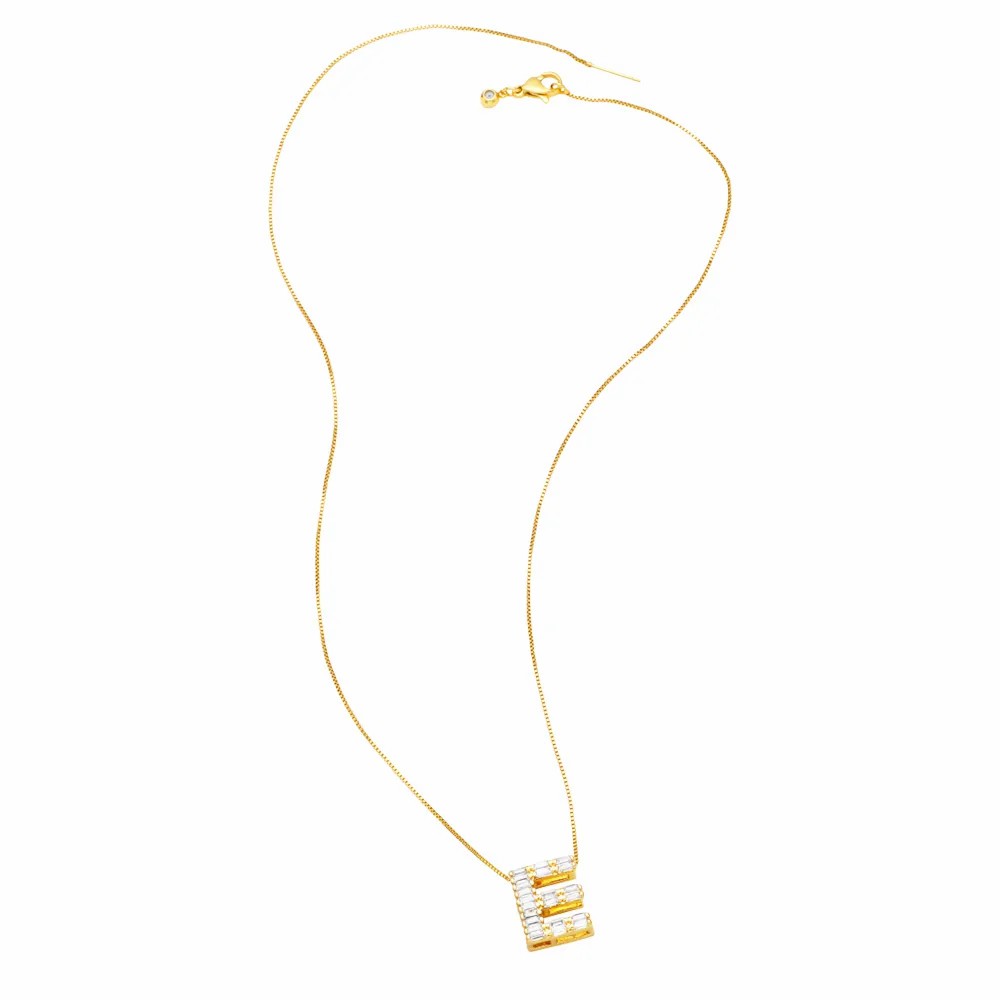 Basic Simple Style Letter Stainless Steel Copper Plating Inlay Zircon 18K Gold Plated Pendant Necklace_colorza_25