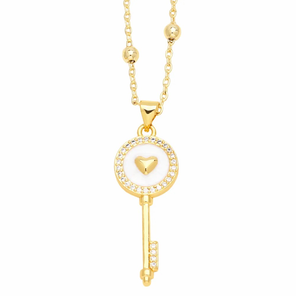 Simple Style Dragonfly Key Copper Zircon Necklace_colorza_4