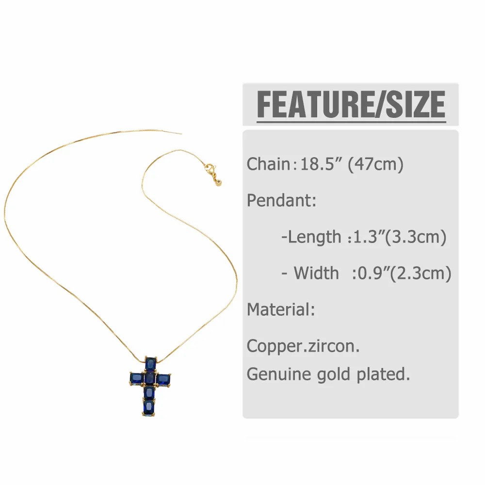 Retro Simple Style Cross Stainless Steel Copper Plating Inlay Zircon 18K Gold Plated Pendant Necklace_colorza_1