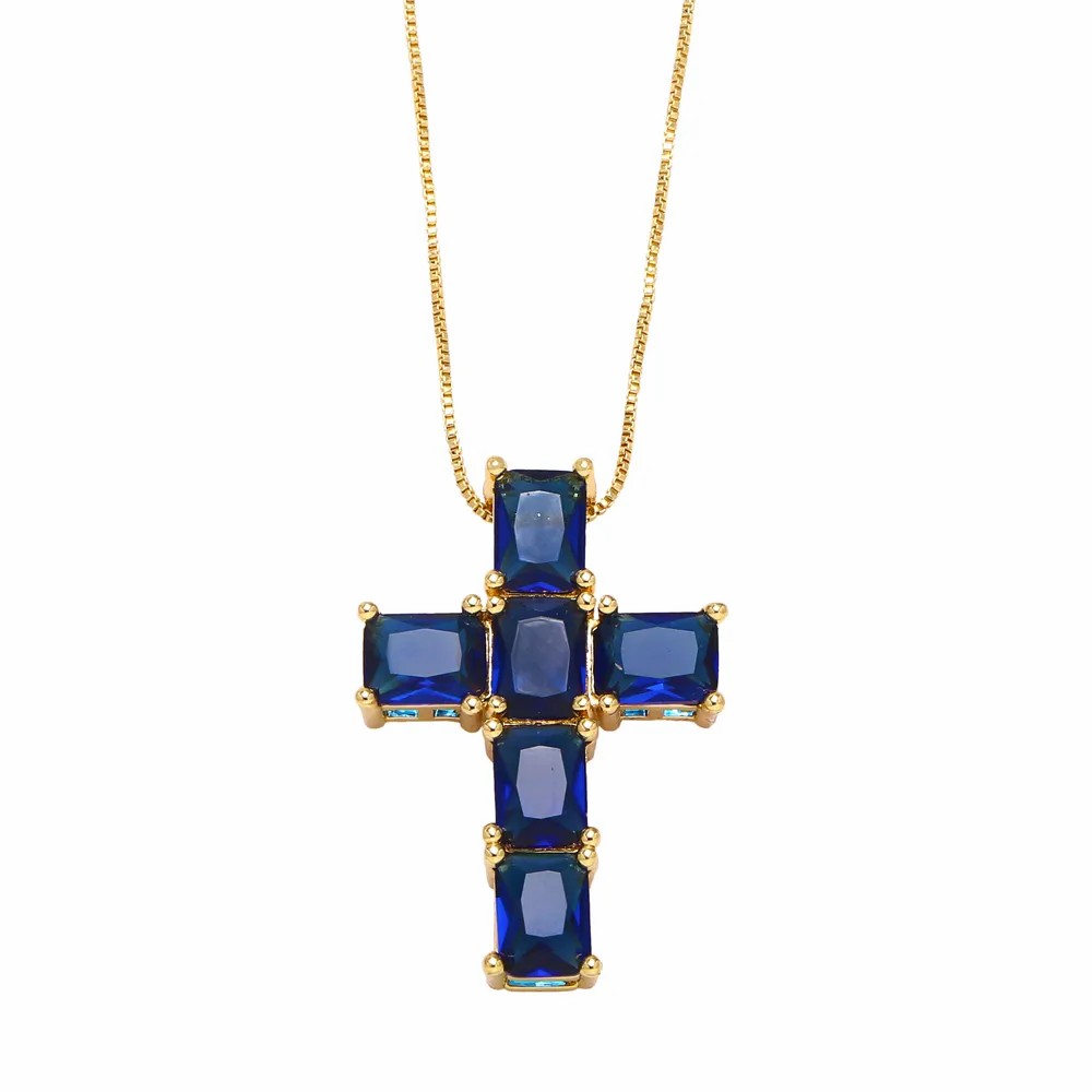 Retro Simple Style Cross Stainless Steel Copper Plating Inlay Zircon 18K Gold Plated Pendant Necklace_colorza_6