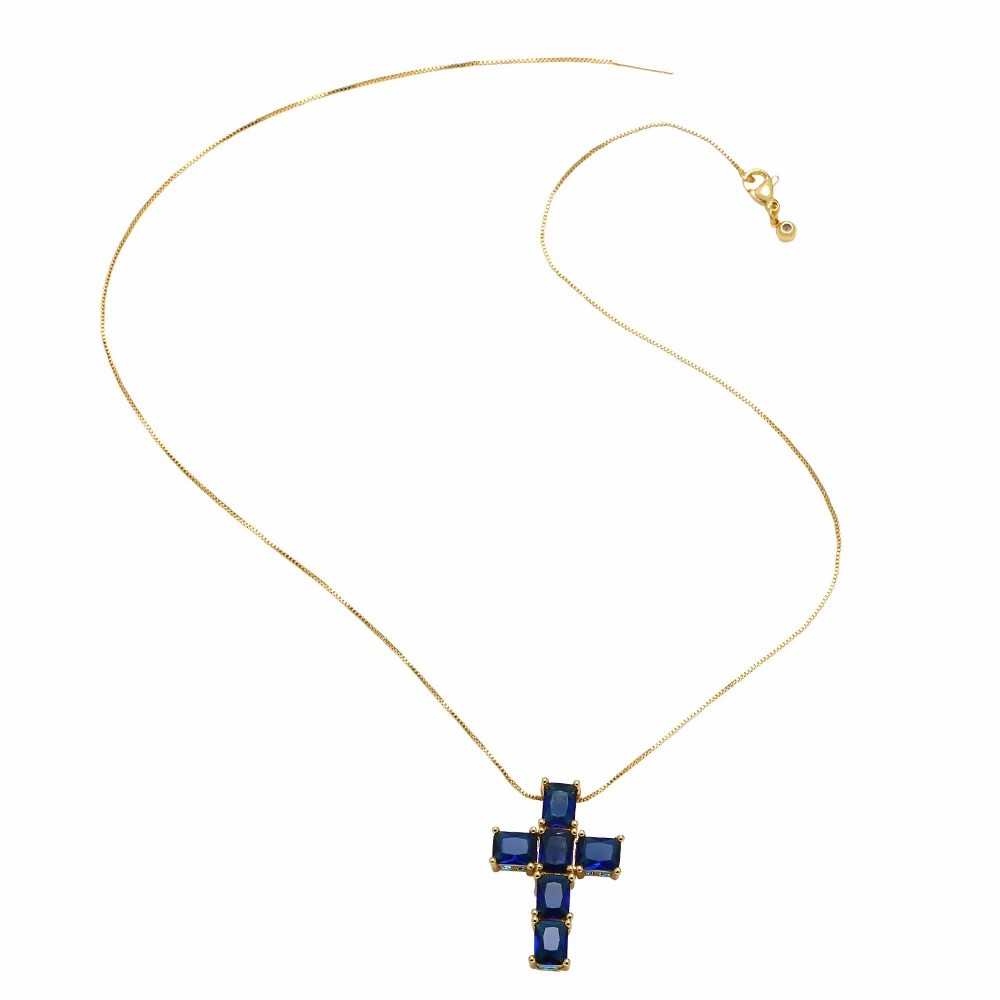 Retro Simple Style Cross Stainless Steel Copper Plating Inlay Zircon 18K Gold Plated Pendant Necklace_colorza_8
