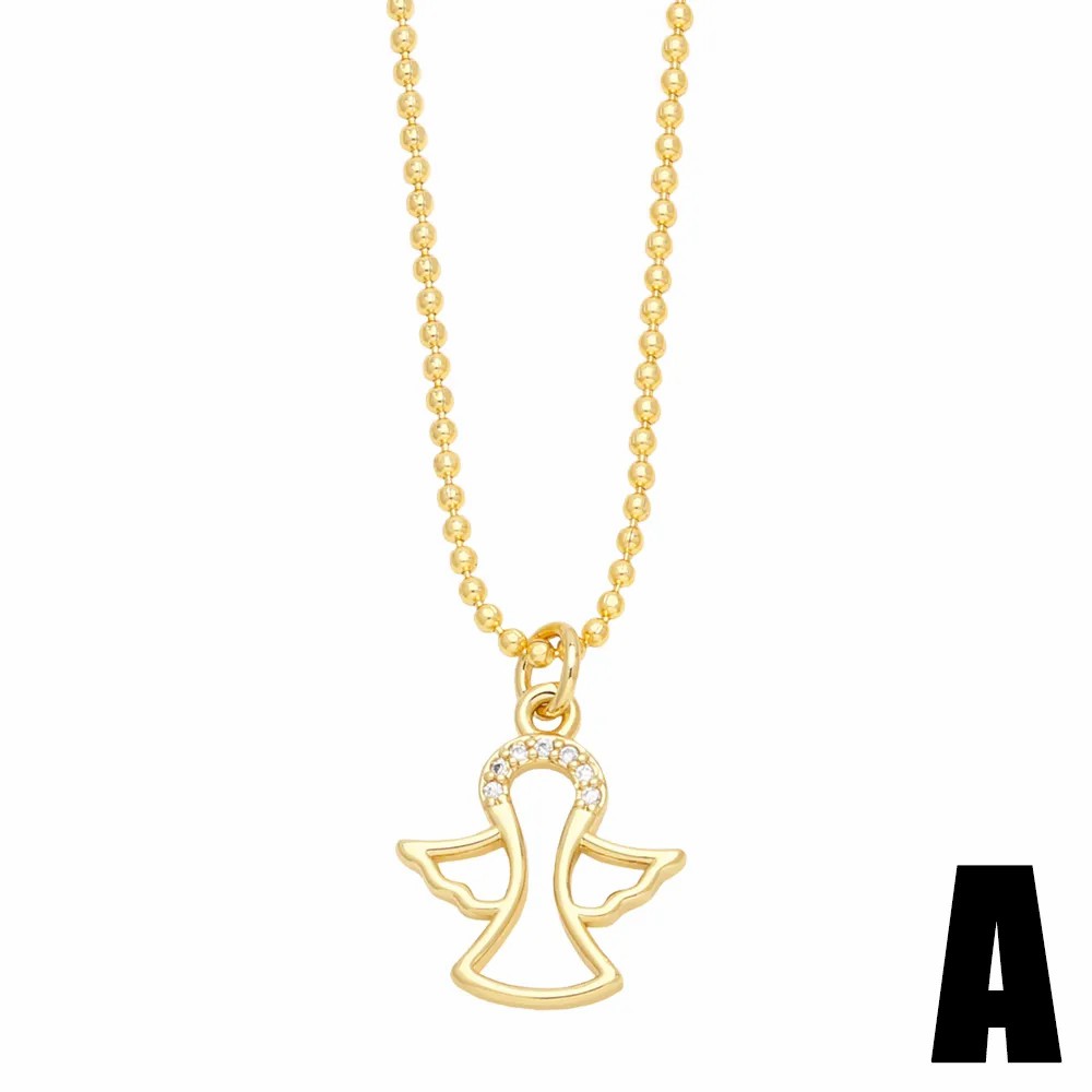 Simple Style Streetwear Cross Angel Heart Shape Titanium Steel Copper Plating Inlay Zircon 18K Gold Plated Pendant Necklace_colorza_3
