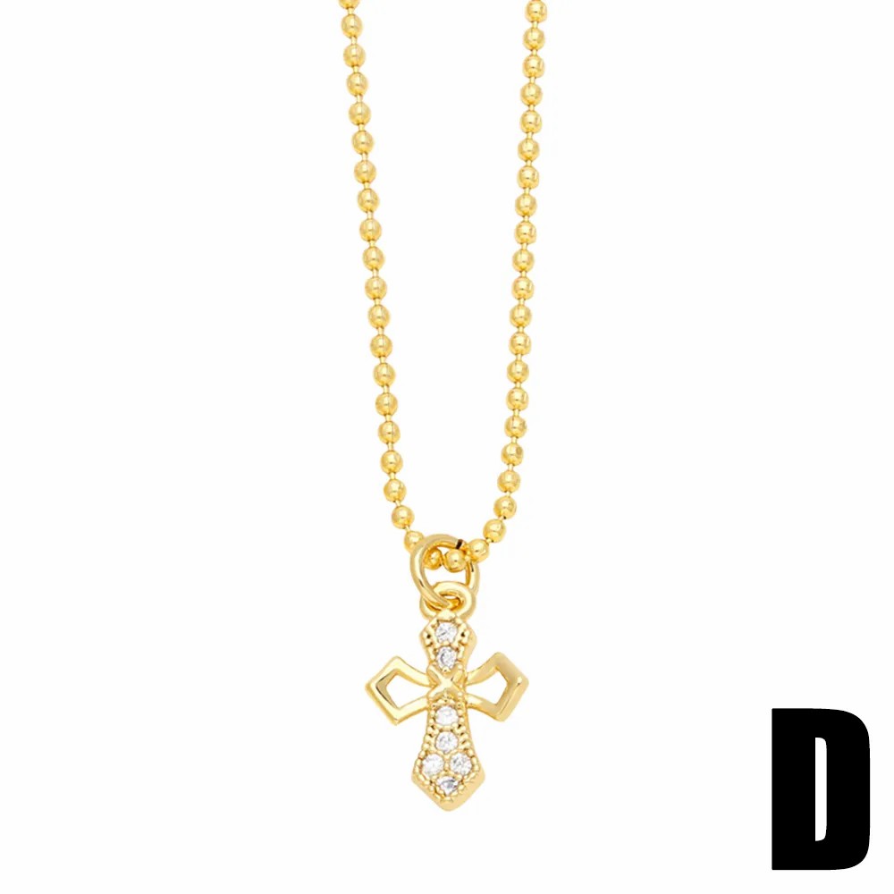 Simple Style Streetwear Cross Angel Heart Shape Titanium Steel Copper Plating Inlay Zircon 18K Gold Plated Pendant Necklace_colorza_5