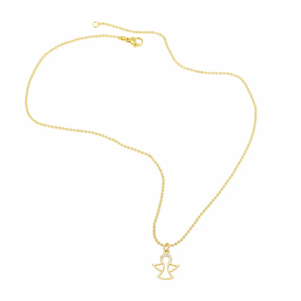 Simple Style Streetwear Cross Angel Heart Shape Titanium Steel Copper Plating Inlay Zircon 18K Gold Plated Pendant Necklace_colorza_7