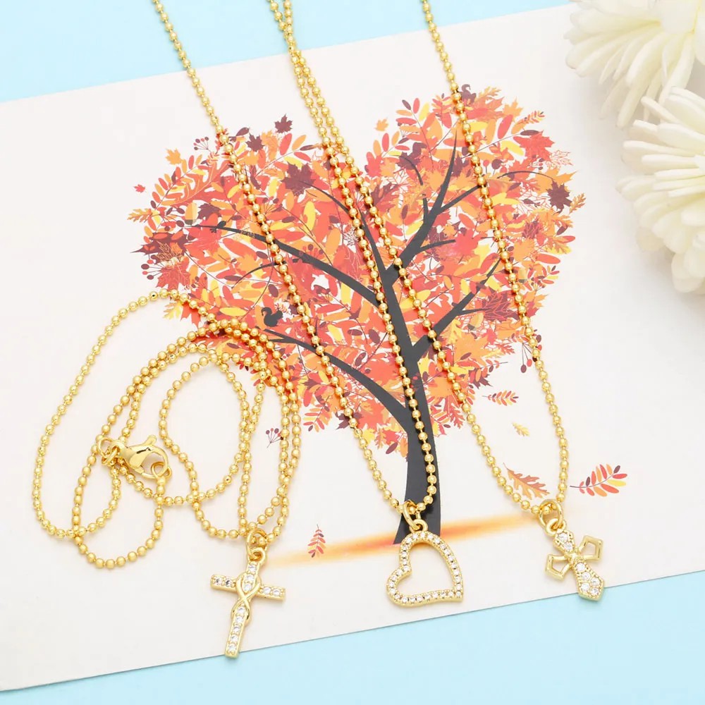 Simple Style Streetwear Cross Angel Heart Shape Titanium Steel Copper Plating Inlay Zircon 18K Gold Plated Pendant Necklace_colorza_9