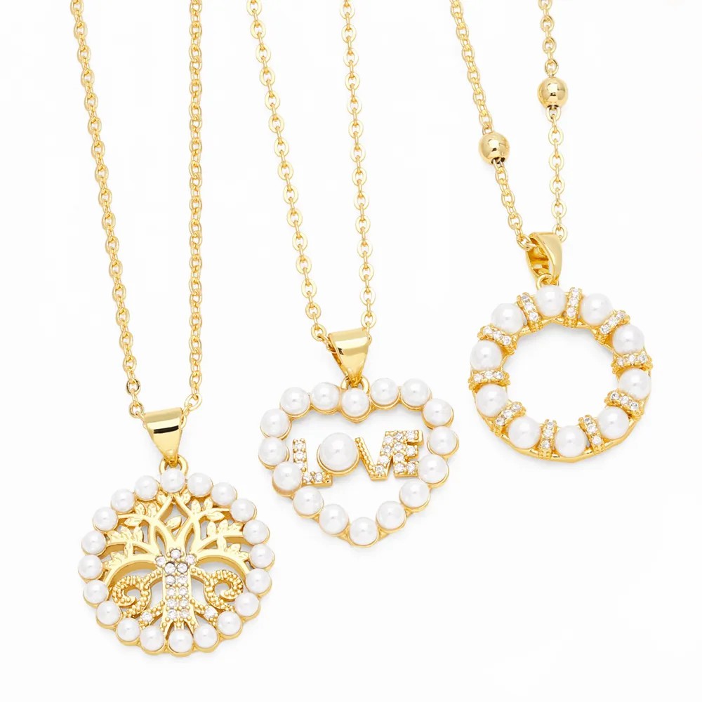 IG Style Tree Heart Shape Copper Zircon Necklace_colorza_2