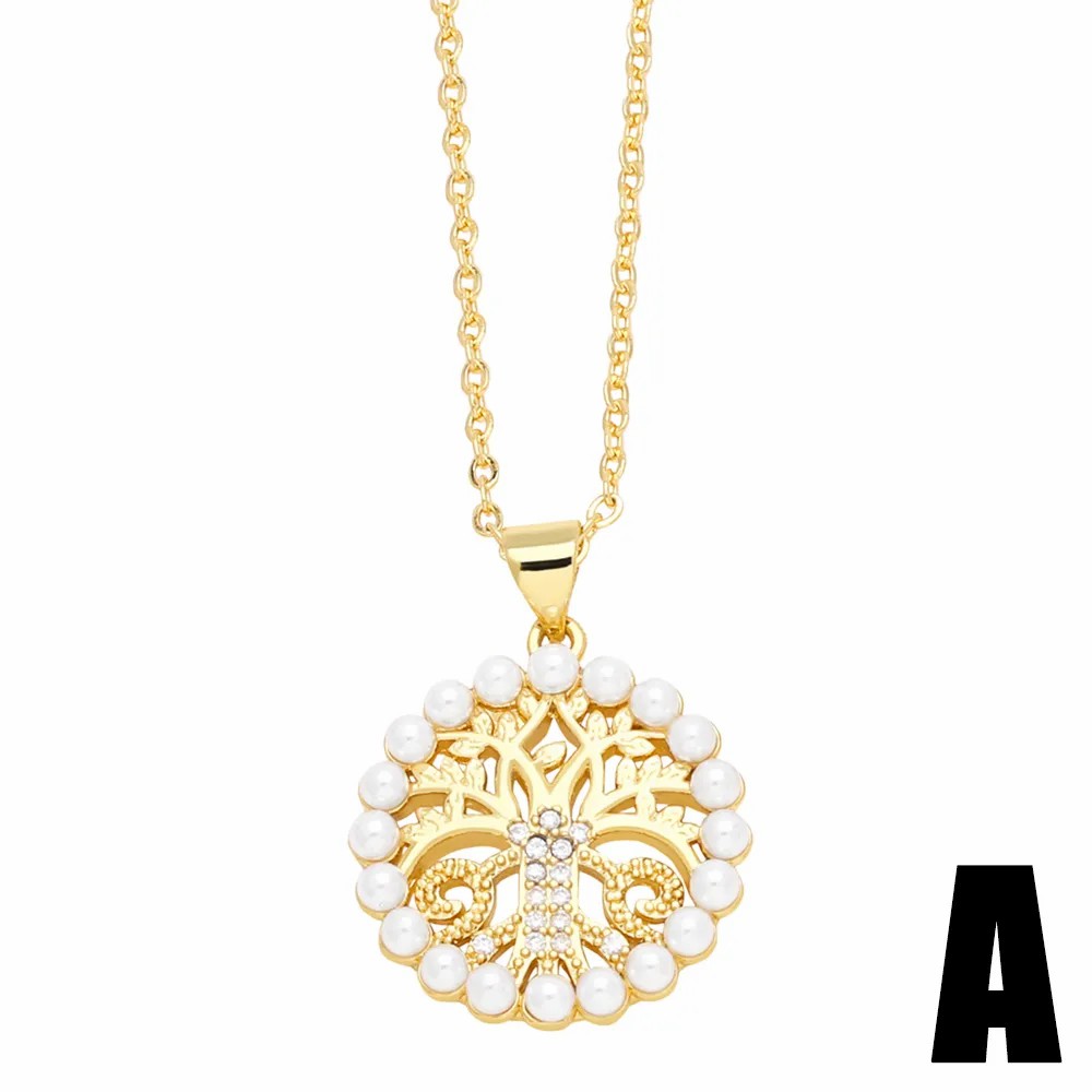 IG Style Tree Heart Shape Copper Zircon Necklace_colorza_4