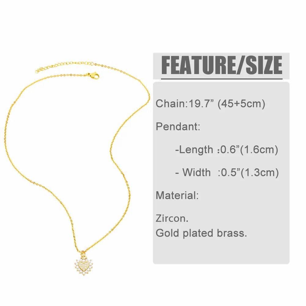 Casual Simple Style Moon Heart Shape Stainless Steel Copper Plating Inlay Shell Zircon 18K Gold Plated Pendant Necklace Long Necklace_colorza_1