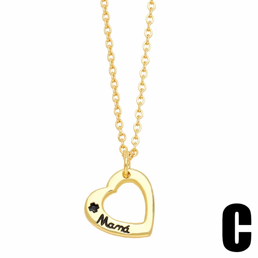 Casual Simple Style Moon Heart Shape Stainless Steel Copper Plating Inlay Shell Zircon 18K Gold Plated Pendant Necklace Long Necklace_colorza_4