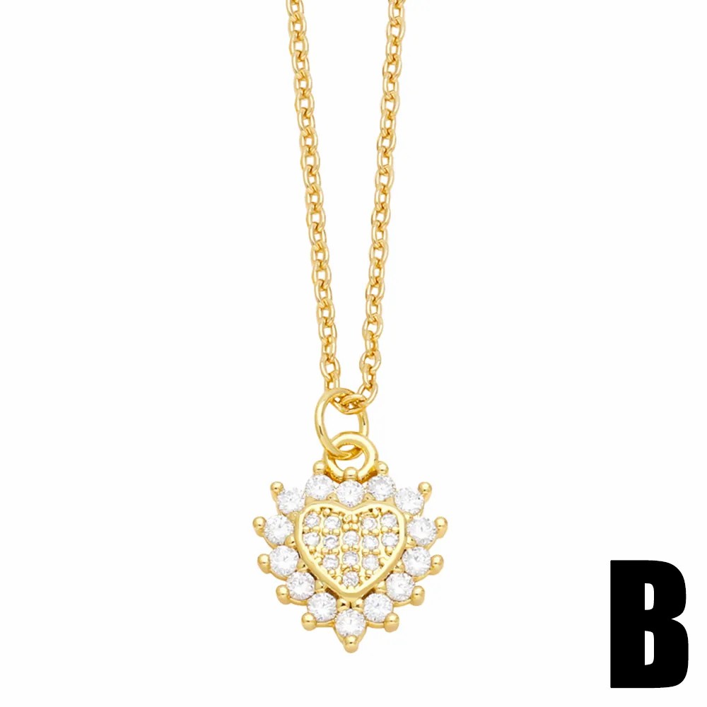 Casual Simple Style Moon Heart Shape Stainless Steel Copper Plating Inlay Shell Zircon 18K Gold Plated Pendant Necklace Long Necklace_colorza_5