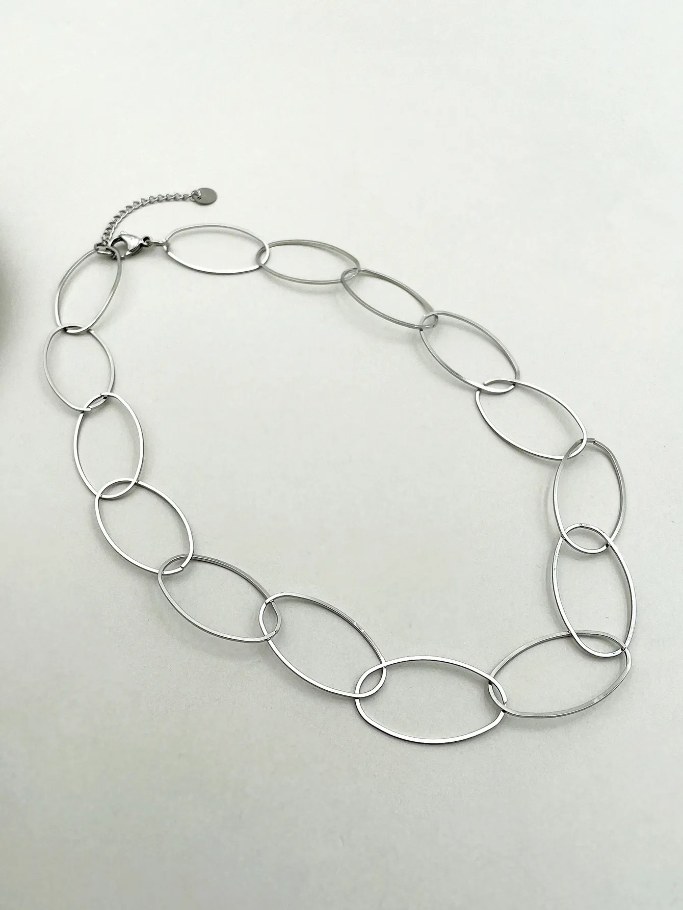 Casual Simple Style Oval Stainless Steel Polishing Necklace_colorza_1