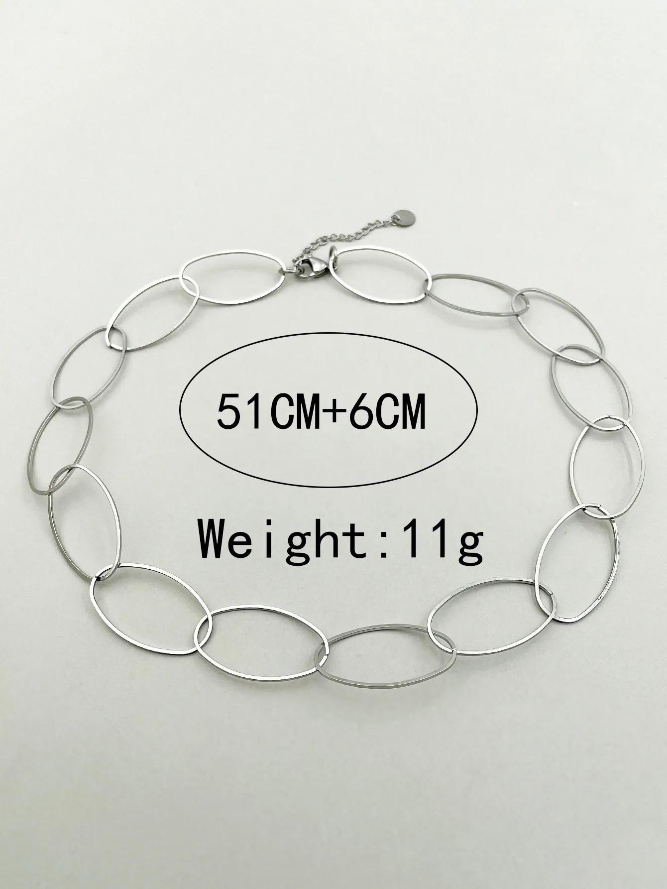 Casual Simple Style Oval Stainless Steel Polishing Necklace_colorza_3