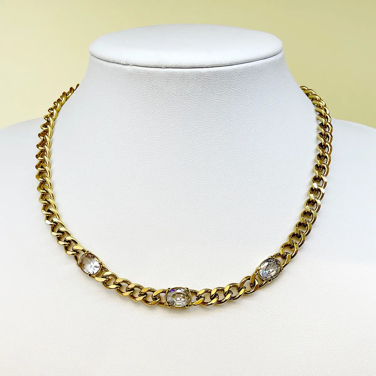 Simple Style Streetwear Oval Stainless Steel Polishing Plating Inlay Zircon Gold Plated Necklace_colorza_1