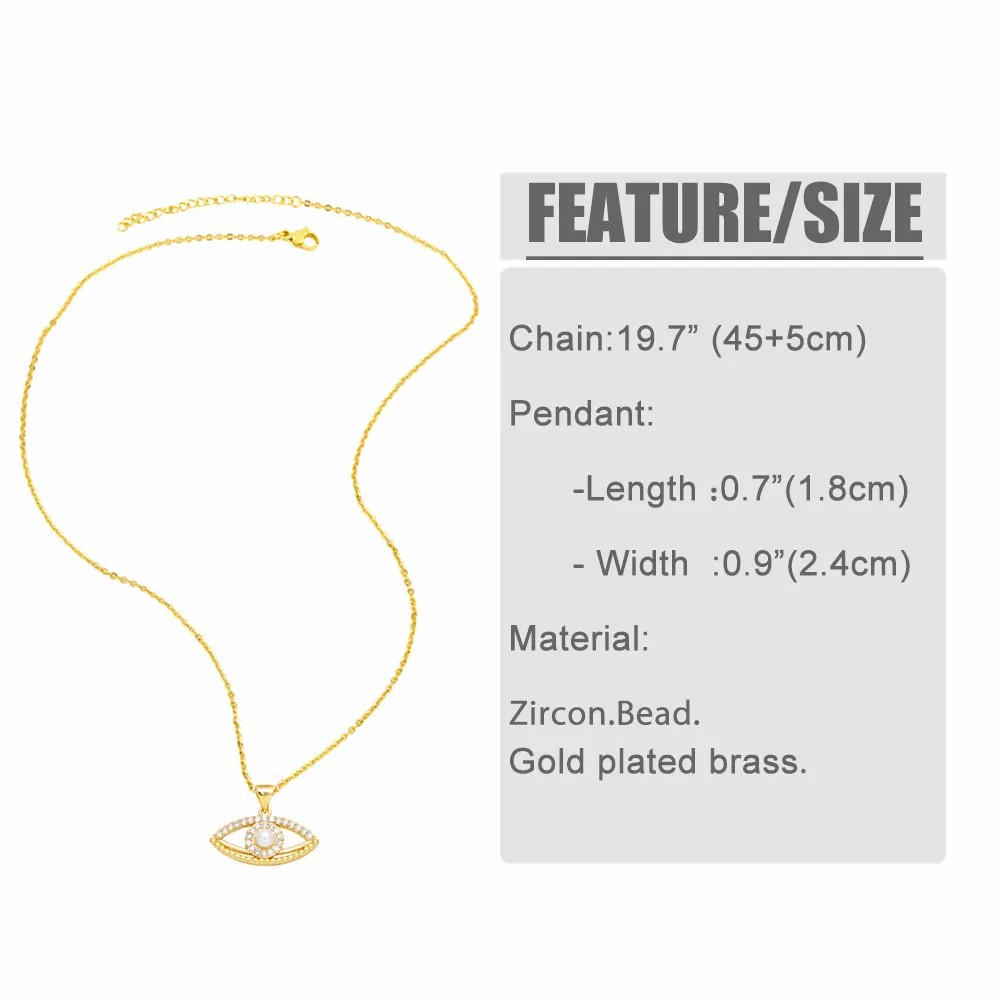 Modern Style Devil'S Eye Heart Shape Stainless Steel Copper Plating Inlay Beads Zircon 18K Gold Plated Pendant Necklace_colorza_1