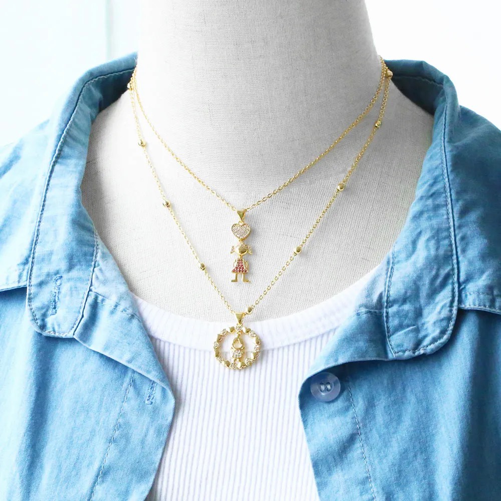 Cute Cartoon Character Heart Shape Stainless Steel Copper Plating Inlay Zircon 18K Gold Plated Pendant Necklace_colorza_7