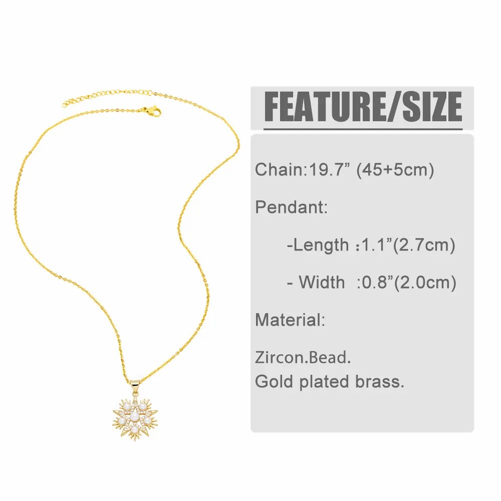 Modern Style Pentagram Heart Shape Stainless Steel Copper Plating Inlay Beads Zircon 18K Gold Plated Pendant Necklace_colorza_1