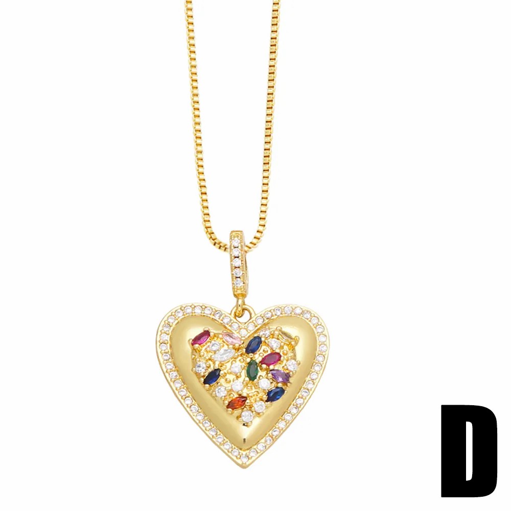 Hip-Hop Modern Style Heart Shape Bird Stainless Steel Copper Plating Inlay Zircon 18K Gold Plated Pendant Necklace_colorza_6