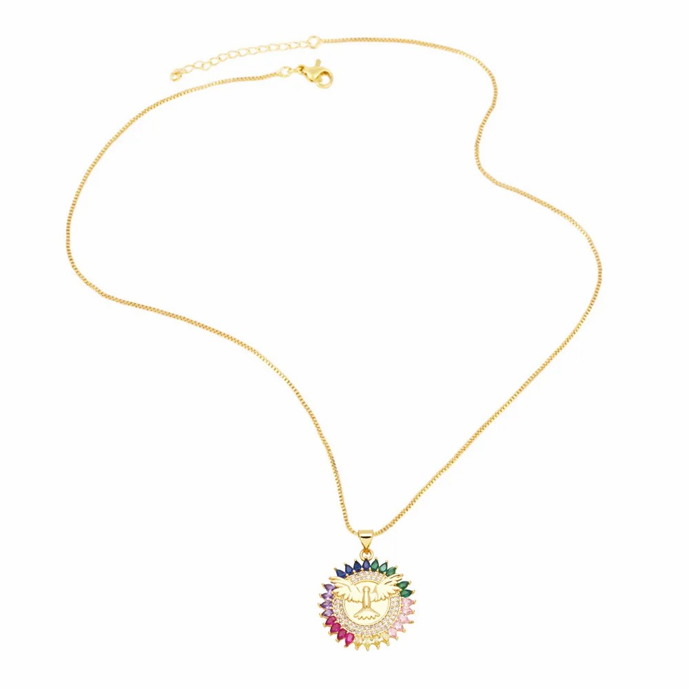 Hip-Hop Modern Style Heart Shape Bird Stainless Steel Copper Plating Inlay Zircon 18K Gold Plated Pendant Necklace_colorza_7