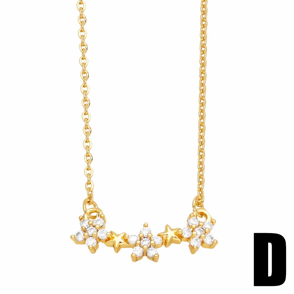 Modern Style Pentagram Heart Shape Stainless Steel Copper Plating Inlay Zircon 18K Gold Plated Necklace_colorza_6