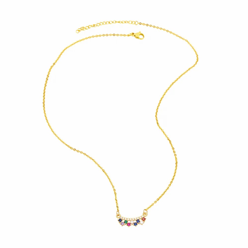 Modern Style Pentagram Heart Shape Stainless Steel Copper Plating Inlay Zircon 18K Gold Plated Necklace_colorza_7