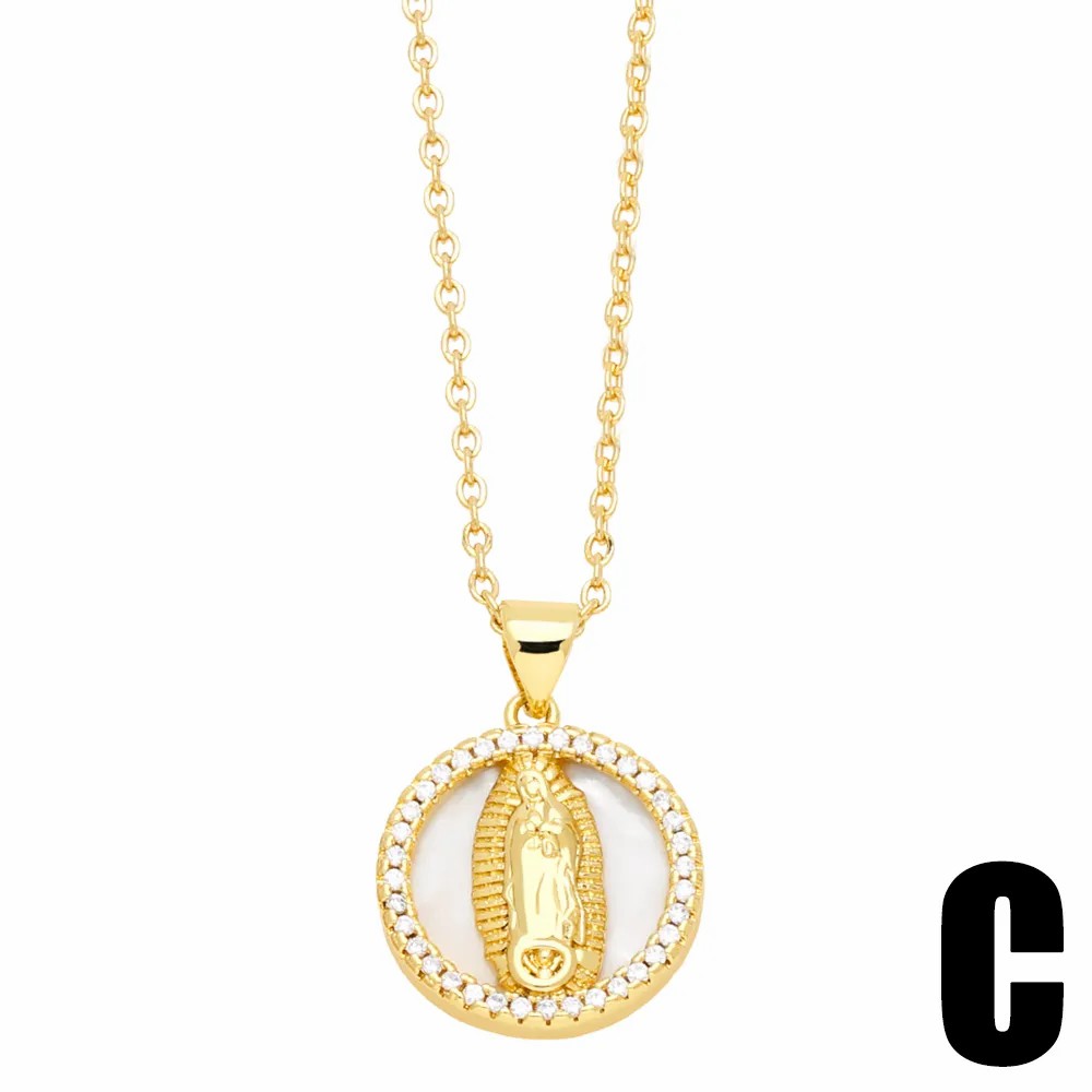 Artistic Faith Heart Shape Stainless Steel Copper Plating Inlay Beads Zircon 18K Gold Plated Pendant Necklace_colorza_4