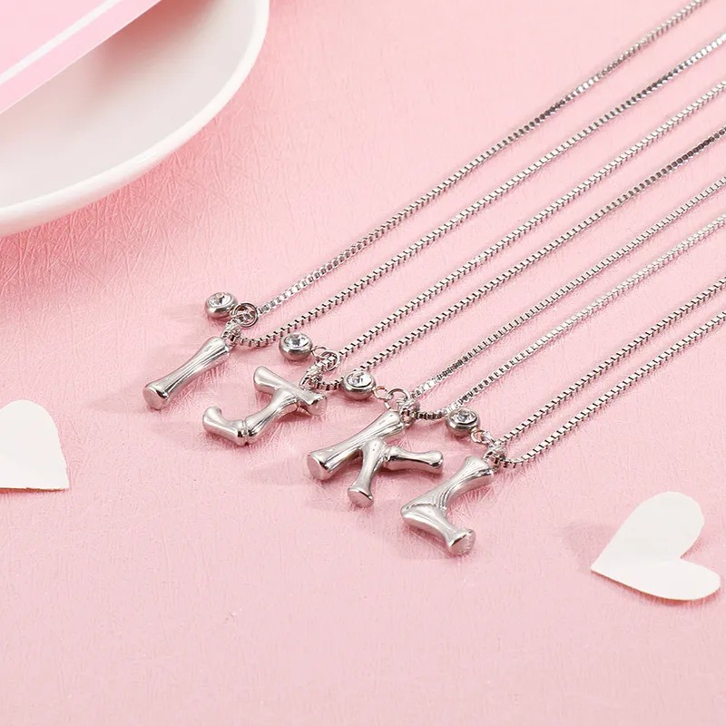 Hip-Hop Simple Style Letter Titanium Steel Patchwork Pendant Necklace_colorza_2